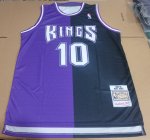 NBA 10 Mike Bibby 2001-02 Sacramento Kings split Maillot noir Violet imprimé